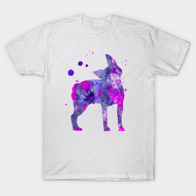 Boston Terrier Dog Watercolor Painting 2 T-Shirt by Miao Miao Design